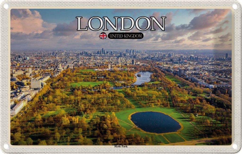 Blechschild 20x30 cm London England Hyde Park Bildmotiv Reisemotiv Abenteuer Reisen Urlaub