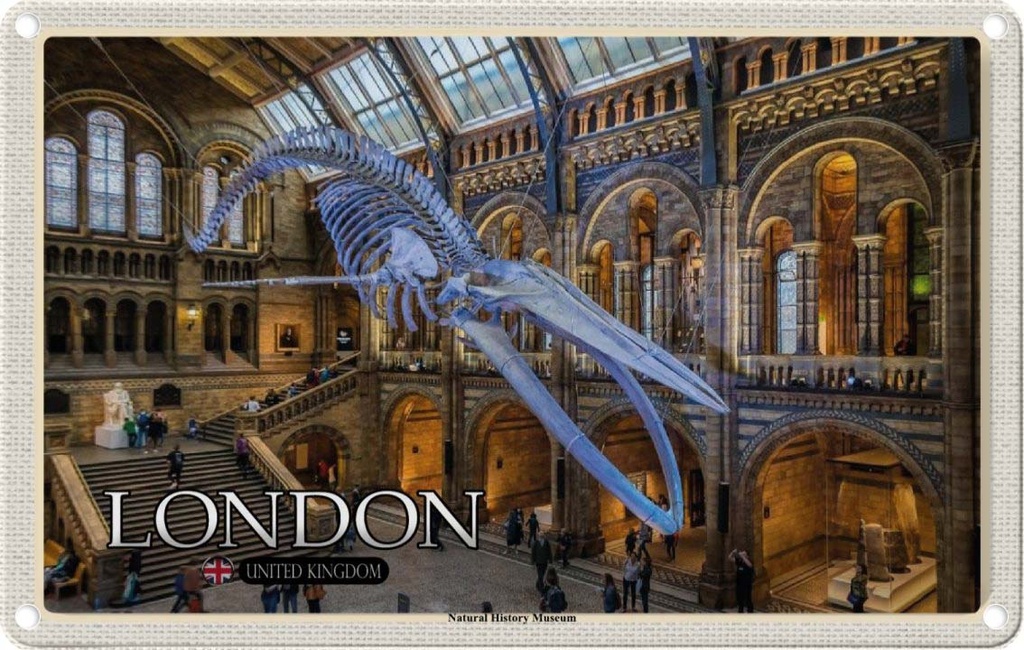 Blechschild 20x30 cm London Natural History Museum Bildmotiv Reisemotiv Abenteuer Reisen Urlaub