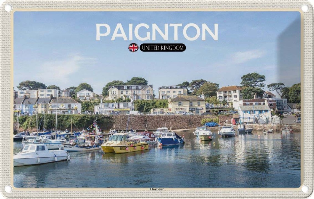 Blechschild 20x30 cm Paignton Harbour UK England Bildmotiv Reisemotiv Abenteuer Reisen Urlaub