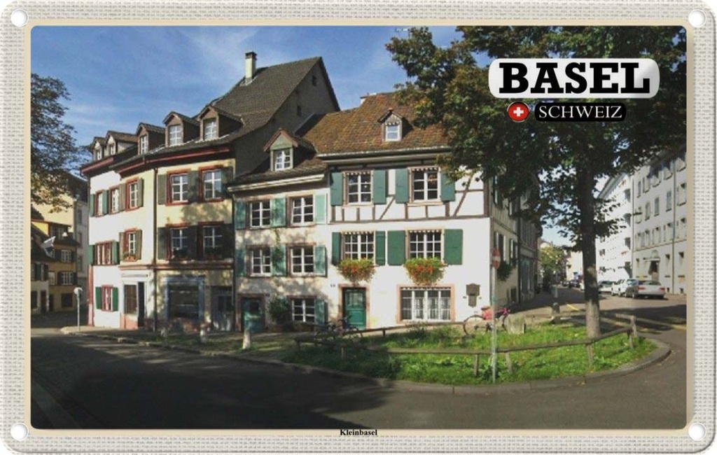 Blechschild 20x30 cm Basel Schweiz Kleinbasel Stadt Bildmotiv Reisemotiv Abenteuer Reisen Urlaub
