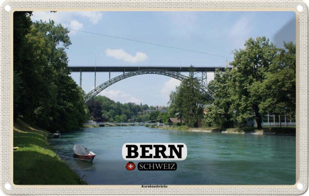 Blechschild 20x30 cm Bern Schweiz Kornhausbrücke Brücke Bildmotiv Reisemotiv Abenteuer Reisen Urlaub