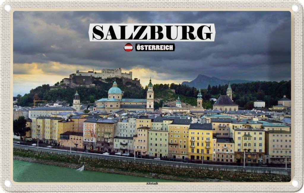 Blechschild 20x30 cm Salzburg Österreich Altstadt Bildmotiv Reisemotiv Abenteuer Reisen Urlaub