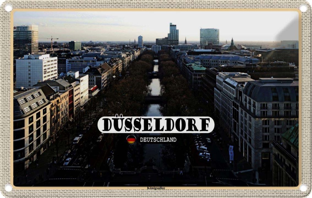 Blechschild 20x30 cm Düsseldorf Kunstpalast Brunnen Bildmotiv Reisemotiv Abenteuer Reisen Urlaub