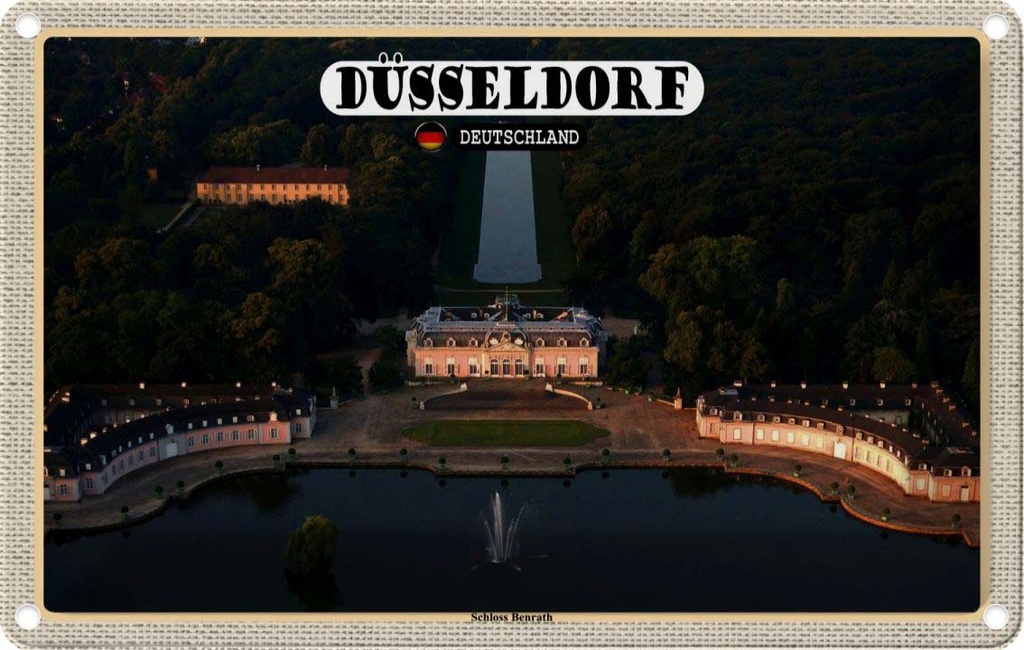 Blechschild 20x30 cm Düsseldorf Schloss Benrath Bildmotiv Reisemotiv Abenteuer Reisen Urlaub