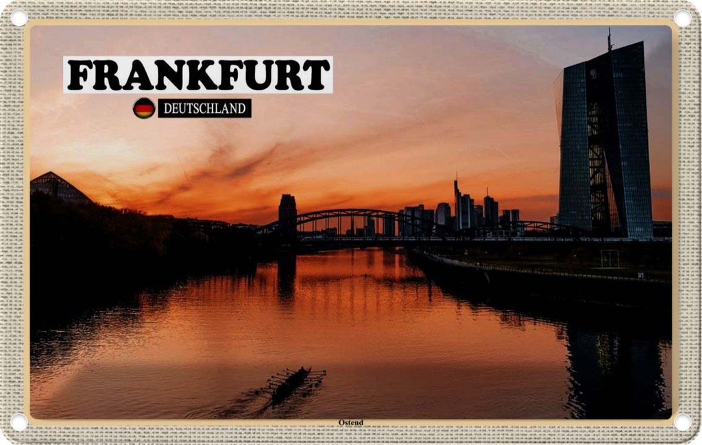 Blechschild 20x30 cm Frankfurt Ostend Rhein Neubau Bildmotiv Reisemotiv Abenteuer Reisen Urlaub