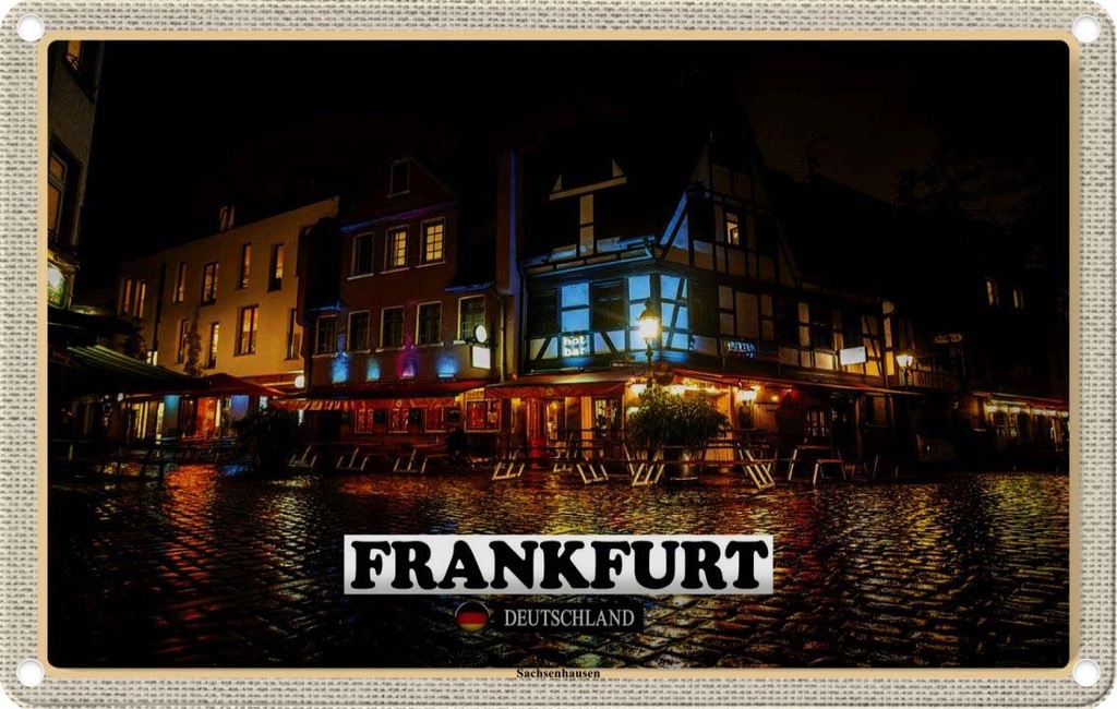 Blechschild 20x30 cm Frankfurt Sachsenhausen Restaurant Bildmotiv Reisemotiv Abenteuer Reisen Urlaub
