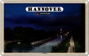 Blechschild 20x30 cm Hannover Landkanal Boote Nacht Bildmotiv Reisemotiv Abenteuer Reisen Urlaub