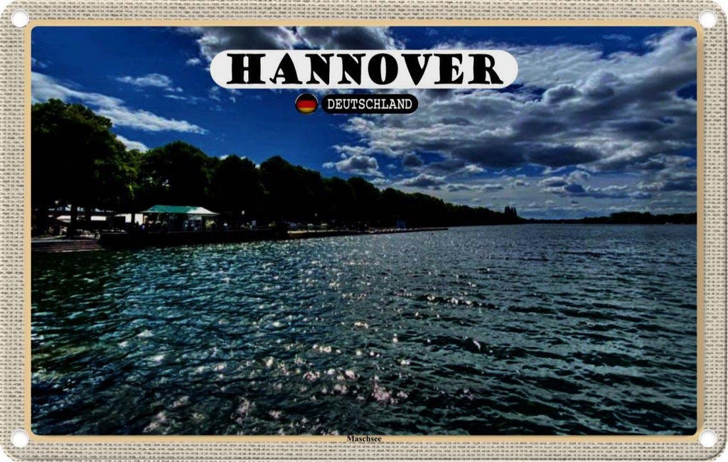 Blechschild 20x30 cm Hannover Maschsee Natur Bildmotiv Reisemotiv Abenteuer Reisen Urlaub