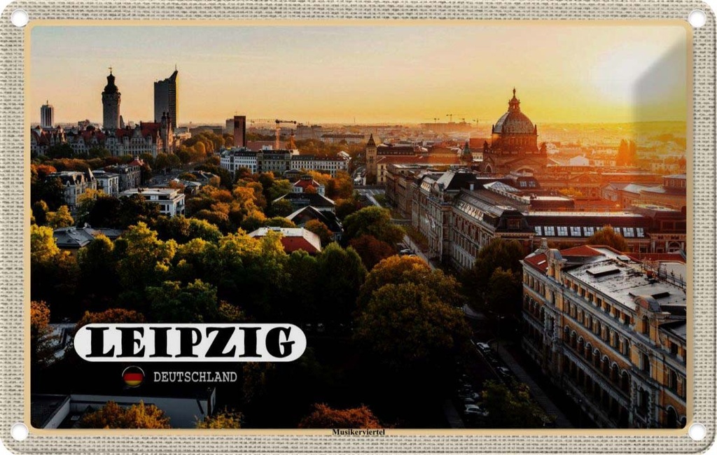 Blechschild 20x30 cm Leipzig Blick auf Möcken Natur Bildmotiv Reisemotiv Abenteuer Reisen Urlaub