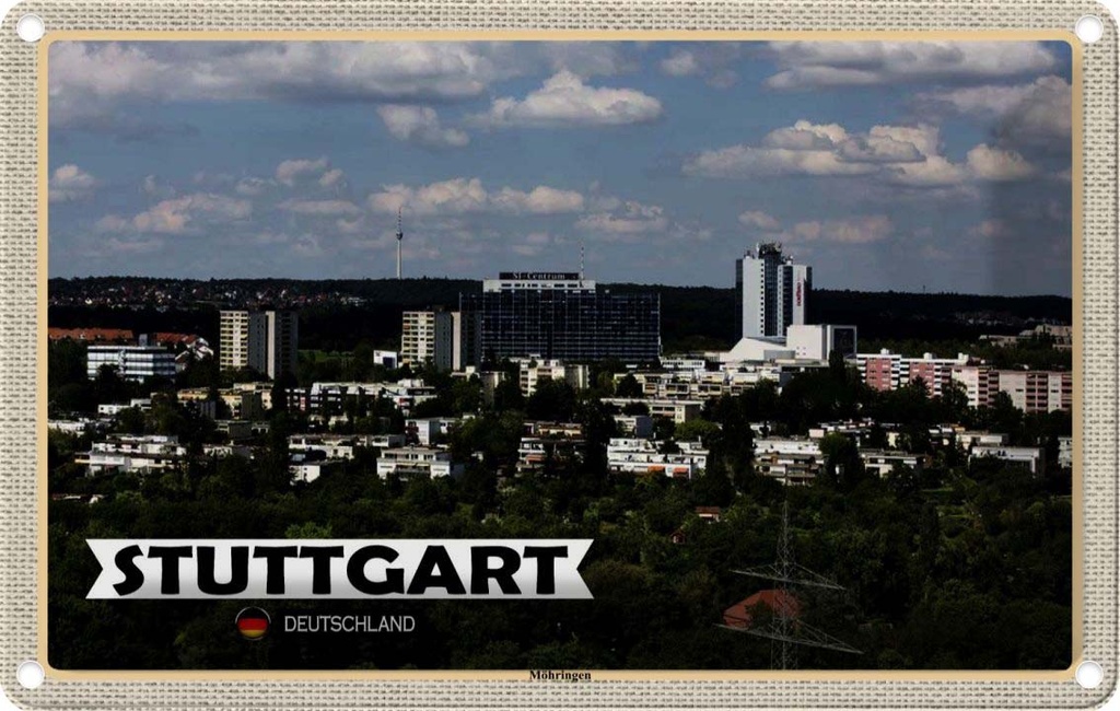 Blechschild 20x30 cm Stuttgart Möhringen Stadt Natur Bildmotiv Reisemotiv Abenteuer Reisen Urlaub