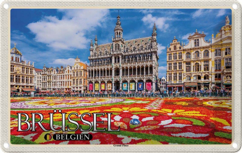 Blechschild 20x30 cm Brüssel Belgien Grand Place Bildmotiv Reisemotiv Abenteuer Reisen Urlaub