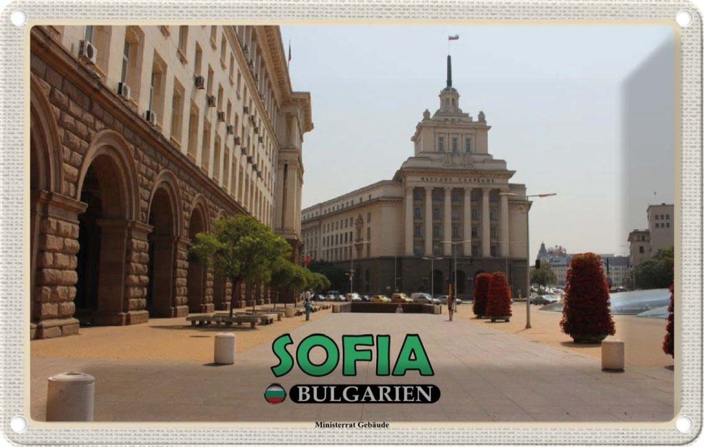 Blechschild 20x30 cm Sofia Bulgarien Ministerrat Gebäude Bildmotiv Reisemotiv Abenteuer Reisen Urlaub