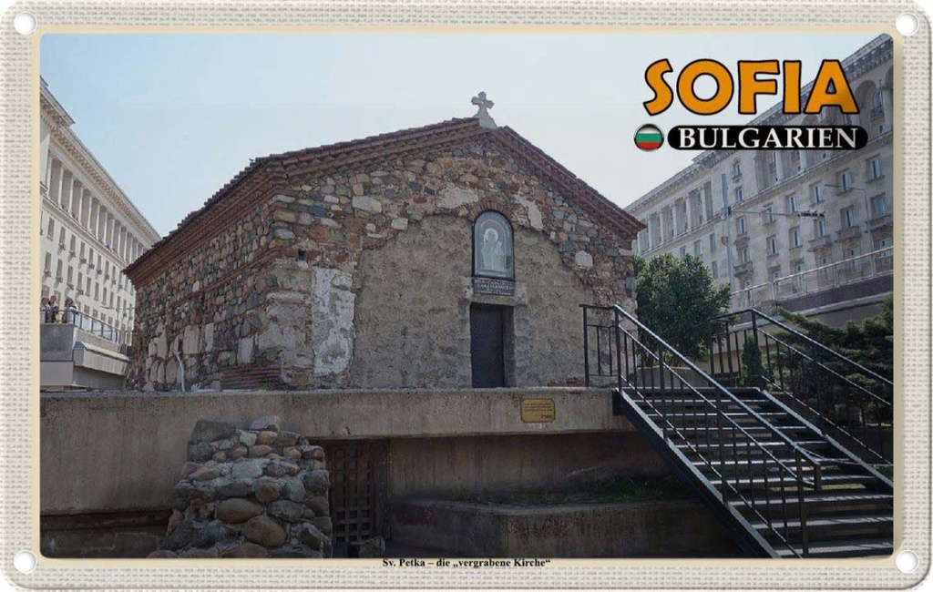 Blechschild 20x30 cm Sofia Bulgarien Urlaub Sv Petka vergrabene Kirche Bildmotiv Reisemotiv Abenteuer Reisen