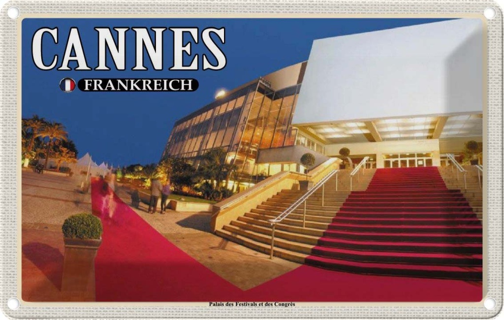 Blechschild 20x30 cm Cannes Frankreich Palais Festivals Congrès Abenteuer Reisen Urlaub