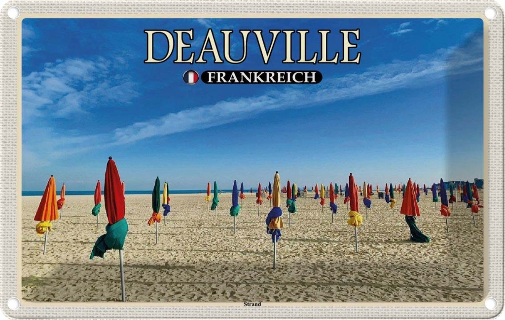 Blechschild 20x30 cm Deauville Frankreich Strand Meer Abenteuer Reisen Urlaub