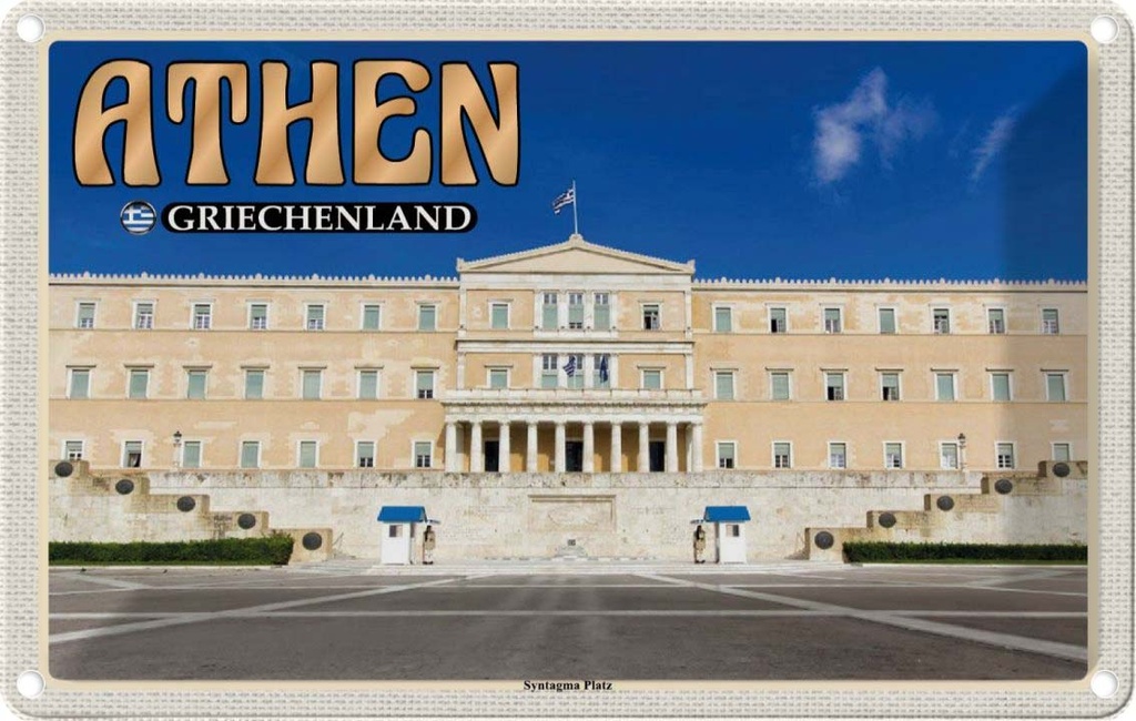 Blechschild 20x30 cm Athen Griechenland Syntagma Platz Bildmotiv Reisemotiv Abenteuer Reisen Urlaub