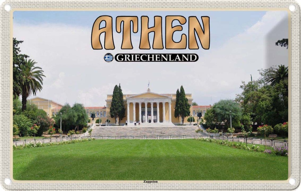 Blechschild 20x30 cm Athen Griechenland Zappeion Kongress Bildmotiv Reisemotiv Abenteuer Reisen Urlaub
