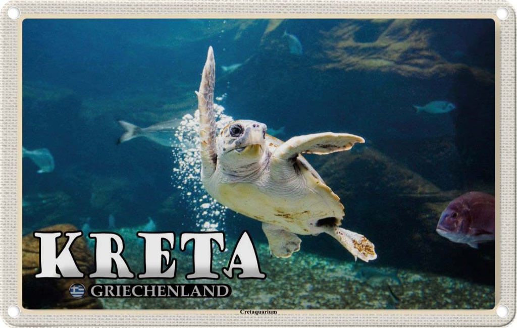 Blechschild 20x30 cm Kreta Griechenland Cretaaquarium Bildmotiv Reisemotiv Abenteuer Reisen Urlaub