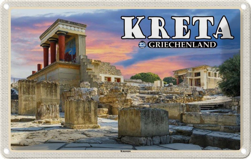 Blechschild 20x30 cm Kreta Griechenland Knossos Palast Bildmotiv Reisemotiv Abenteuer Reisen Urlaub