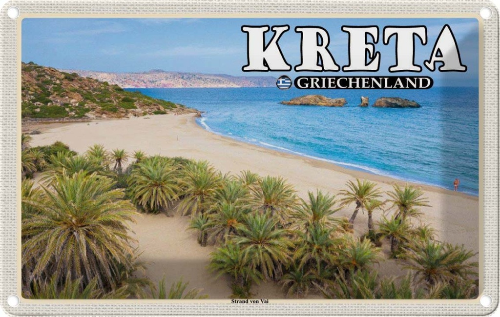 Blechschild 20x30 cm Kreta Griechenland Strand von Vai Bildmotiv Reisemotiv Abenteuer Reisen Urlaub