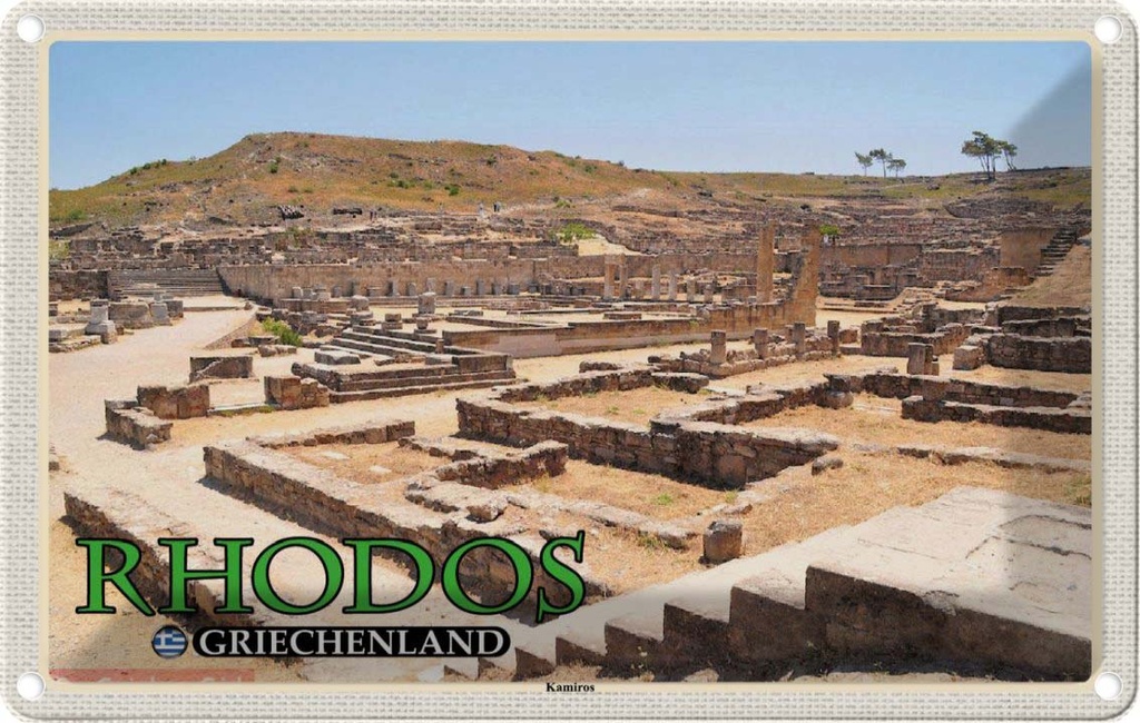 Blechschild 20x30 cm Rhodos Griechenland Kamiros Antike Stadt Bildmotiv Reisemotiv Abenteuer Reisen Urlaub