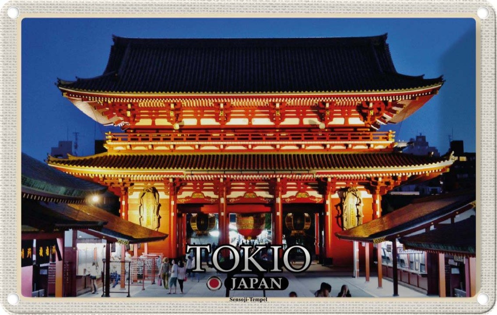 Blechschild 20x30 cm Tokio Japan Sensoji-Tempel Bildmotiv Reisemotiv Abenteuer Reisen Urlaub