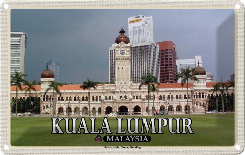 Blechschild 20x30 cm Kuala Lumpur Sultan Abdul Building Bildmotiv Reisemotiv Abenteuer Reisen Urlaub