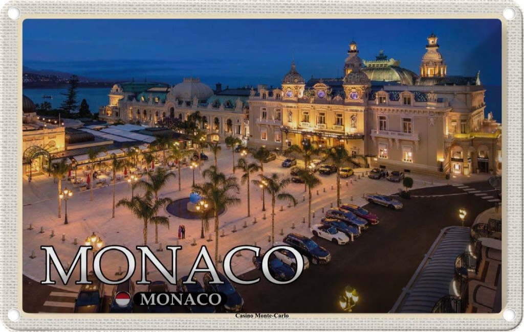 Blechschild 20x30 cm Monaco Casino Monte-Carlo Bildmotiv Reisemotiv Abenteuer Reisen Urlaub