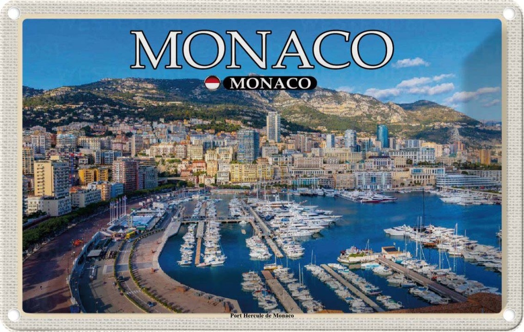 Blechschild 20x30 cm Monaco Urlaub Port Hercule de Bildmotiv Reisemotiv Abenteuer Reisen