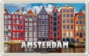 Blechschild 20x30 cm Amsterdam Niederlande Tanzende Häuser Bildmotiv Reisemotiv Abenteuer Reisen Urlaub