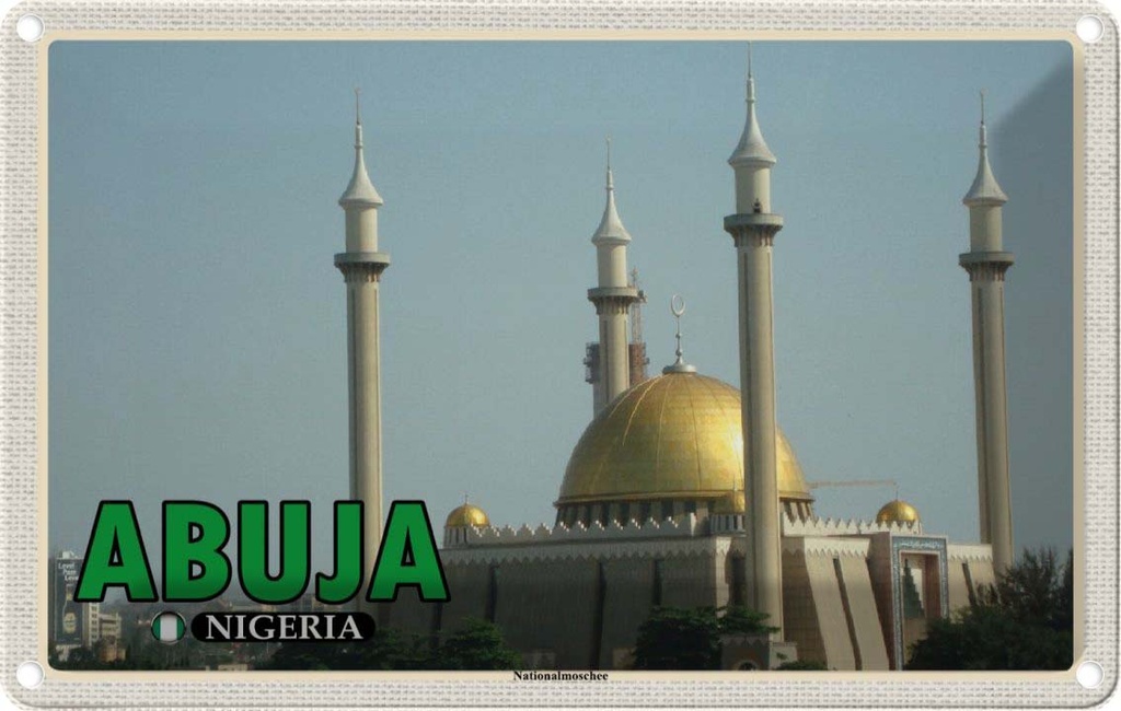 Blechschild 20x30 cm Abuja Nigeria Nationalmoschee Bildmotiv Reisemotiv Abenteuer Reisen Urlaub