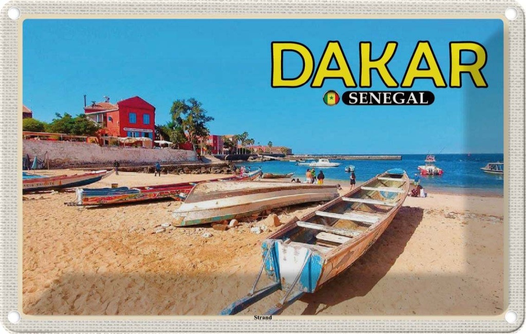 Blechschild 20x30 cm Dakar Senegal Strand Meer Bildmotiv Reisemotiv Abenteuer Reisen Urlaub