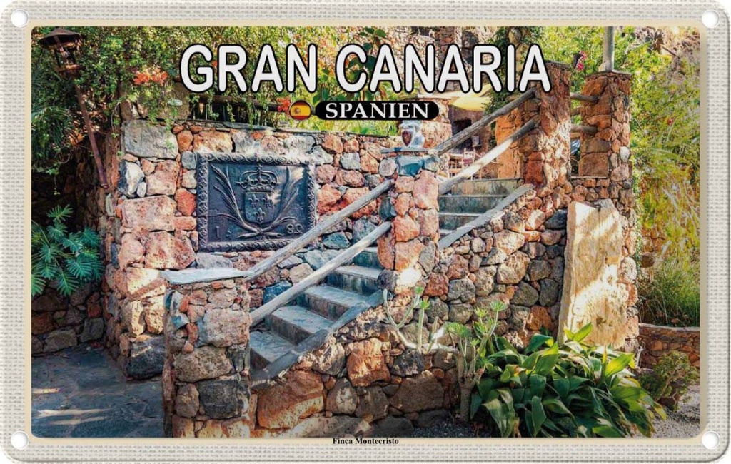 Blechschild 20x30 cm Gran Canaria Spanien Finca Montecristo Bildmotiv Reisemotiv Abenteuer Reisen Urlaub