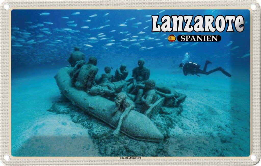 Blechschild 20x30 cm Lanzarote Spanien Museo Atlantico Museum Bildmotiv Reisemotiv Abenteuer Reisen Urlaub