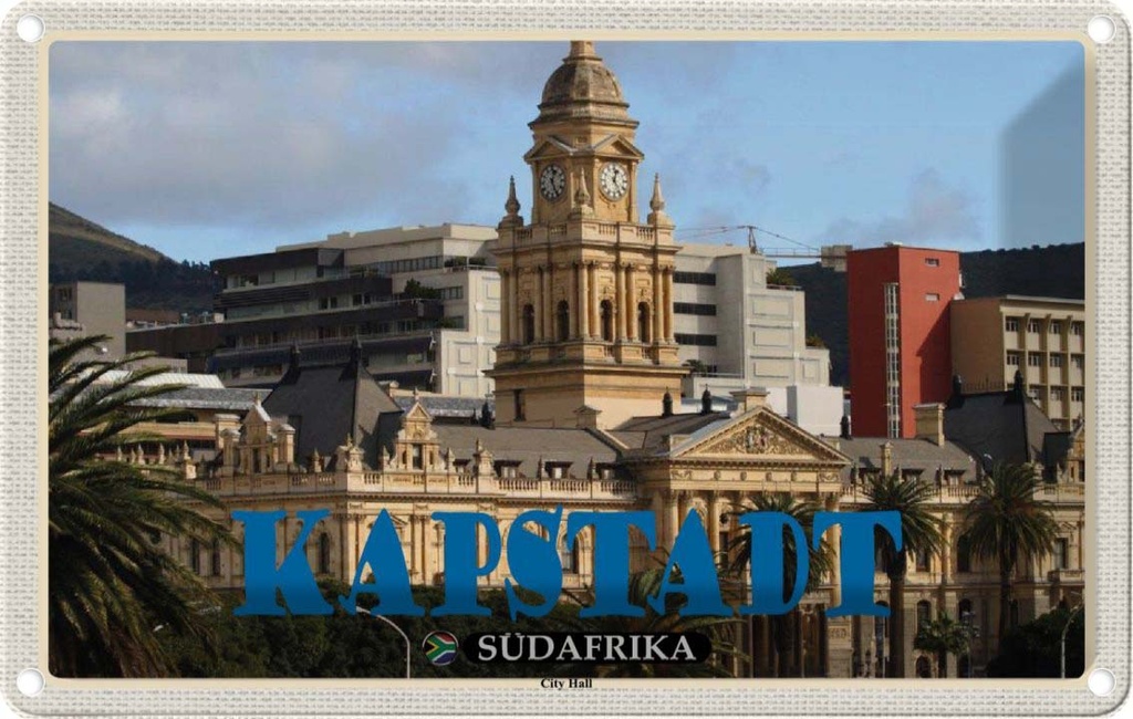 Blechschild 20x30 cm Kapstadt Südafrika City Hall Bildmotiv Reisemotiv Abenteuer Reisen Urlaub