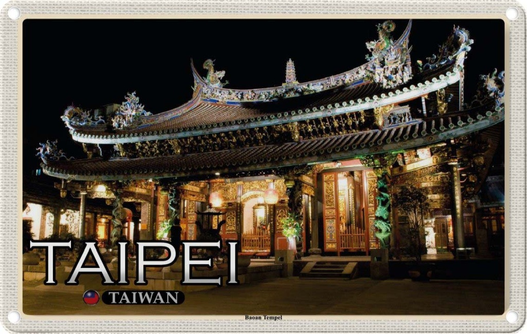 Blechschild 20x30 cm Taipei Taiwan Baoan Tempel Bildmotiv Reisemotiv Abenteuer Reisen Urlaub