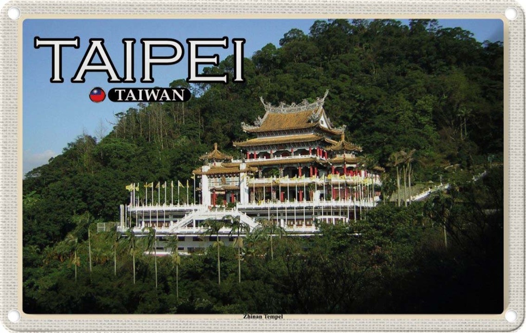 Blechschild 20x30 cm Taipei Taiwan Zhinan Tempel Bildmotiv Reisemotiv Abenteuer Reisen Urlaub