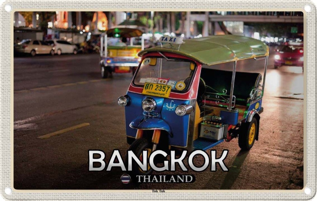 Blechschild 20x30 cm Bangkok Thailand Tuk Bildmotiv Reisemotiv Abenteuer Reisen Urlaub