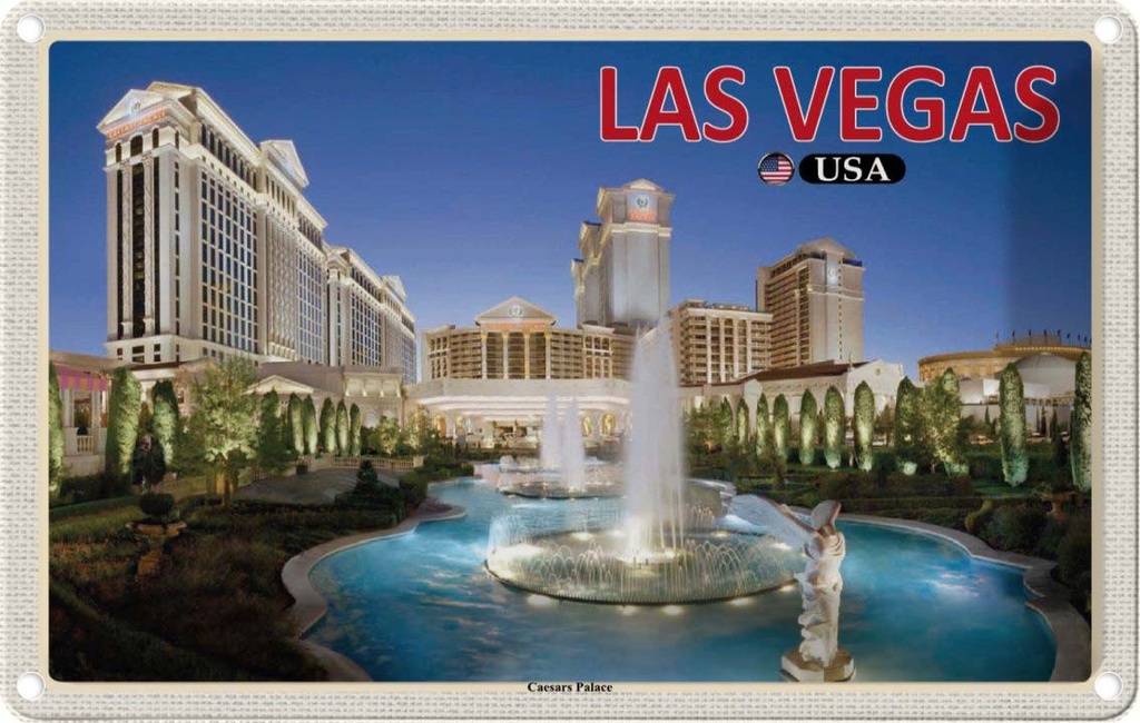 Blechschild 20x30 cm Las Vegas Reisen Urlaub USA Caesars Palace Hotel Casino Bildmotiv Reisemotiv Abenteuer