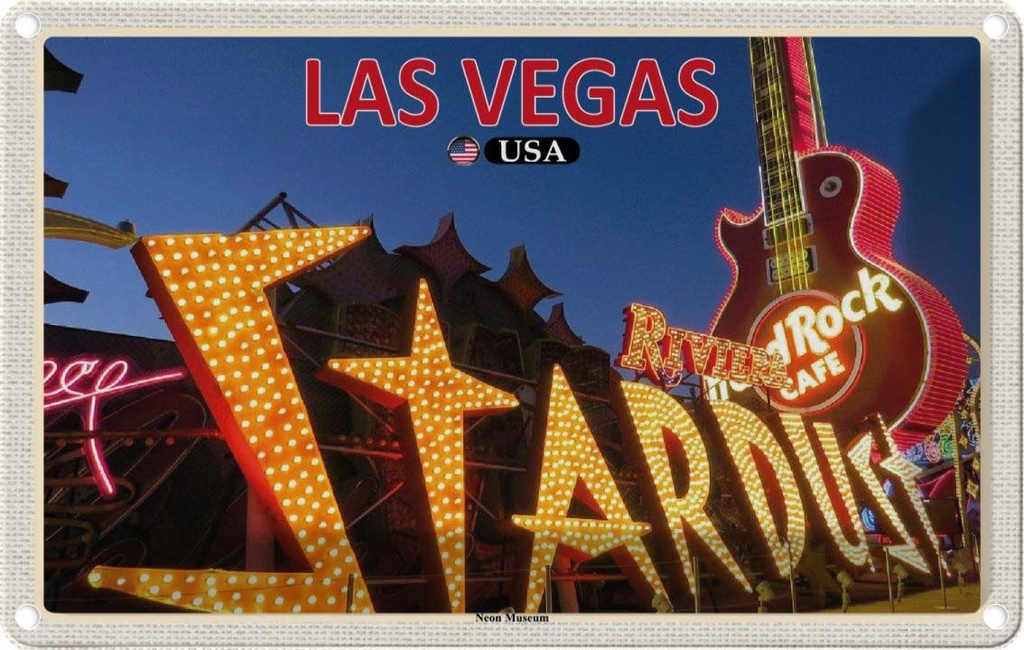 Blechschild 20x30 cm Las Vegas USA Neon Museum Bildmotiv Reisemotiv Abenteuer Reisen Urlaub