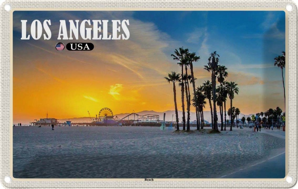 Blechschild 20x30 cm Los Angeles Reisen Urlaub USA Beach Strand Venice Bildmotiv Reisemotiv Abenteuer