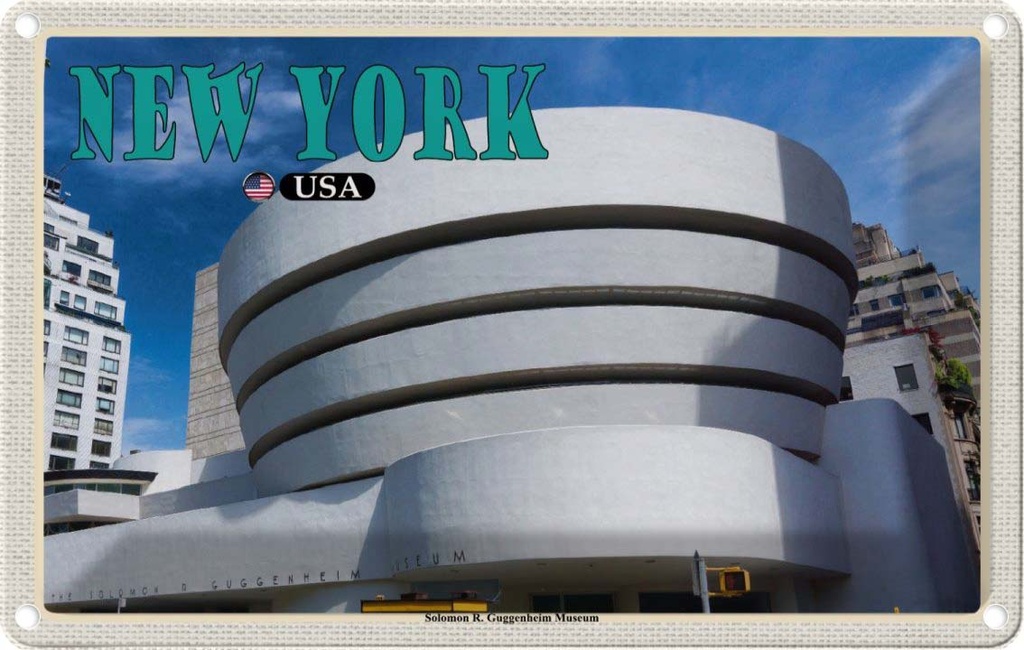 Blechschild 20x30 cm New York Reisen Urlaub USA Solomon R. Guggenheim Museum Bildmotiv Reisemotiv Abenteuer