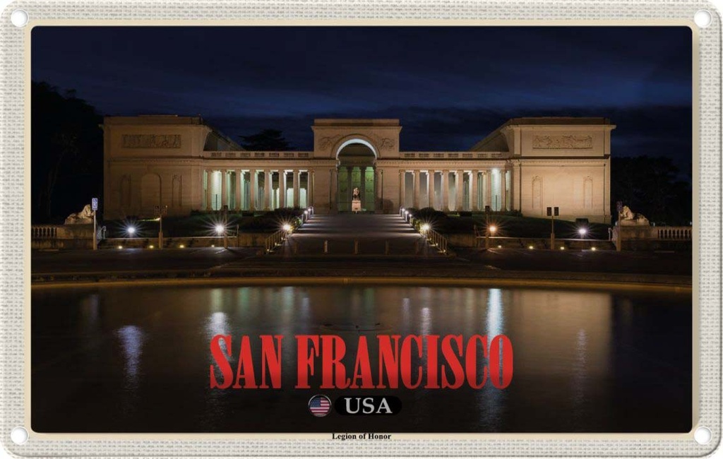 Blechschild 20x30 cm San Francisco Reisen Urlaub USA Legion of Honor Museum Bildmotiv Reisemotiv Abenteuer