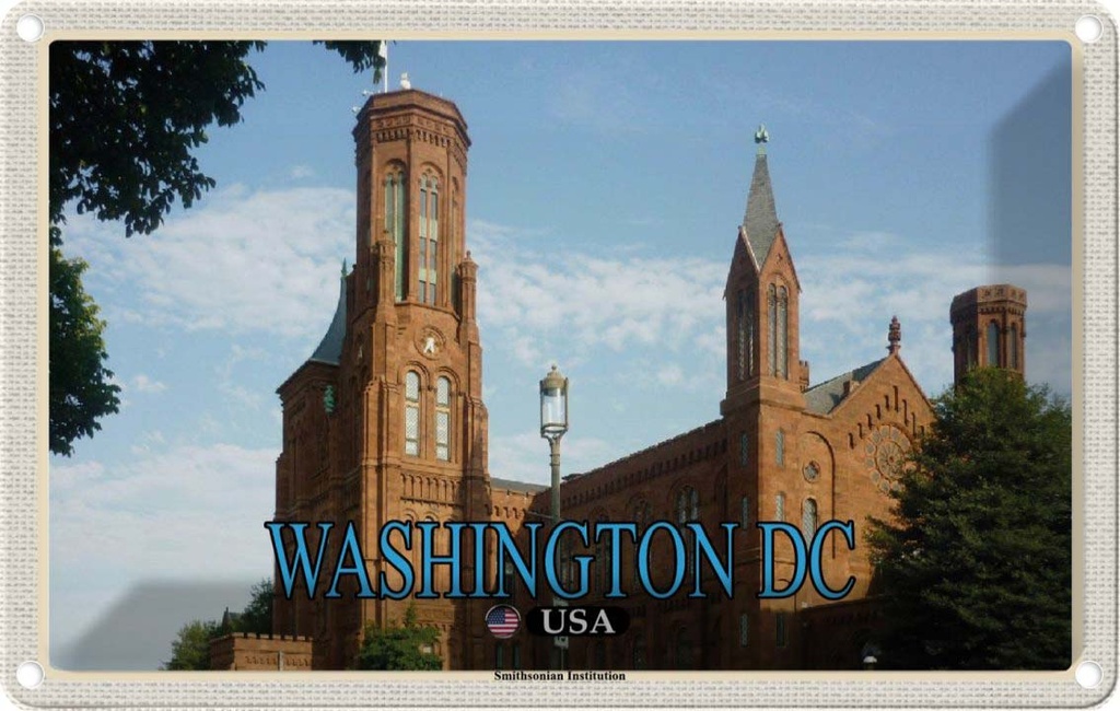 Blechschild 20x30 cm Washington DC USA Smithsonian Institution Bildmotiv Reisemotiv Abenteuer Reisen Urlaub