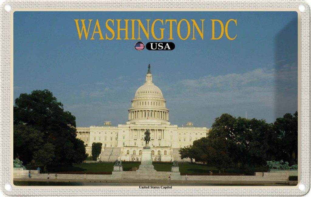 Blechschild 20x30 cm Washington DC Urlaub USA United States Capitol Bildmotiv Reisemotiv Abenteuer Reisen