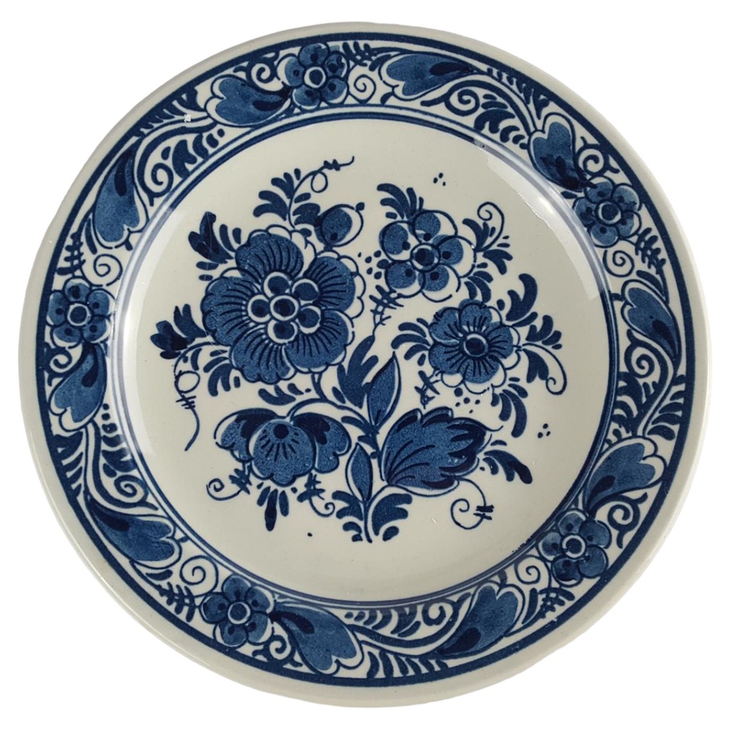 [458140613] Blauw Delfts Distel handgemalt Wandteller Blumenmuster D 16 cm