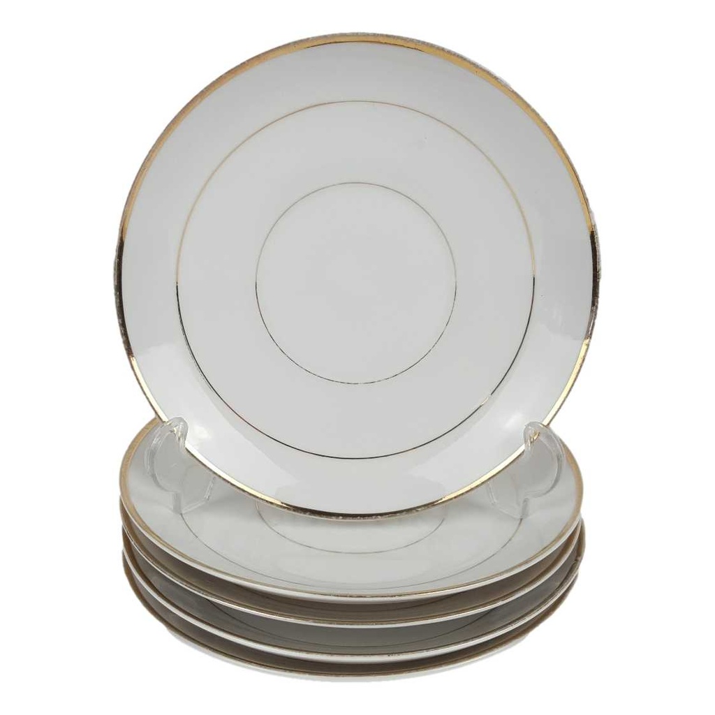 5er Set Untertasse Goldrand 14,1 cm Mitterteich Form 14004 Weiß Bavaria gebraucht - akzeptabel