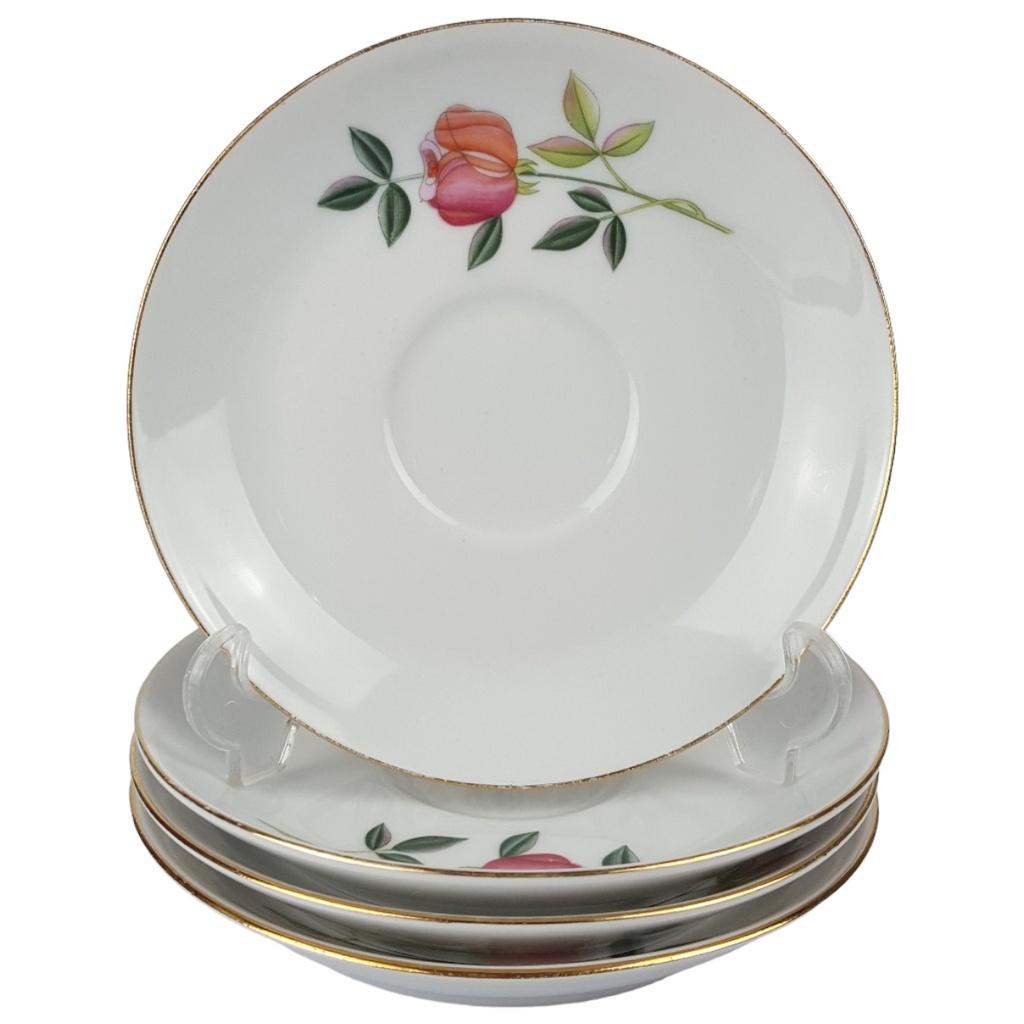 4er Set Untertasse Goldrand 14 cm Zeh Scherzer Blumendekor Blumen gebraucht - gut