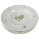 6er Set Suppenteller 24 cm VEB Dresden Blumendekor grün gelb Blumen gebraucht - sehr gut