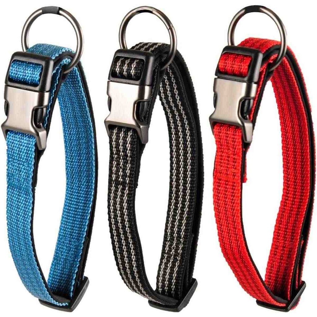 [2126522] Hundehalsband Hunde Halsband mehrere Farben Flamingo Jannu (Blau, 20-35 cm x 10 mm)